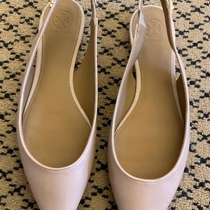 Tory Burch nude point toe sling back flats, 8.5